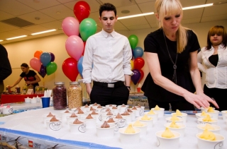 Our Soft-Serve Sundae bar with assorted toppings.